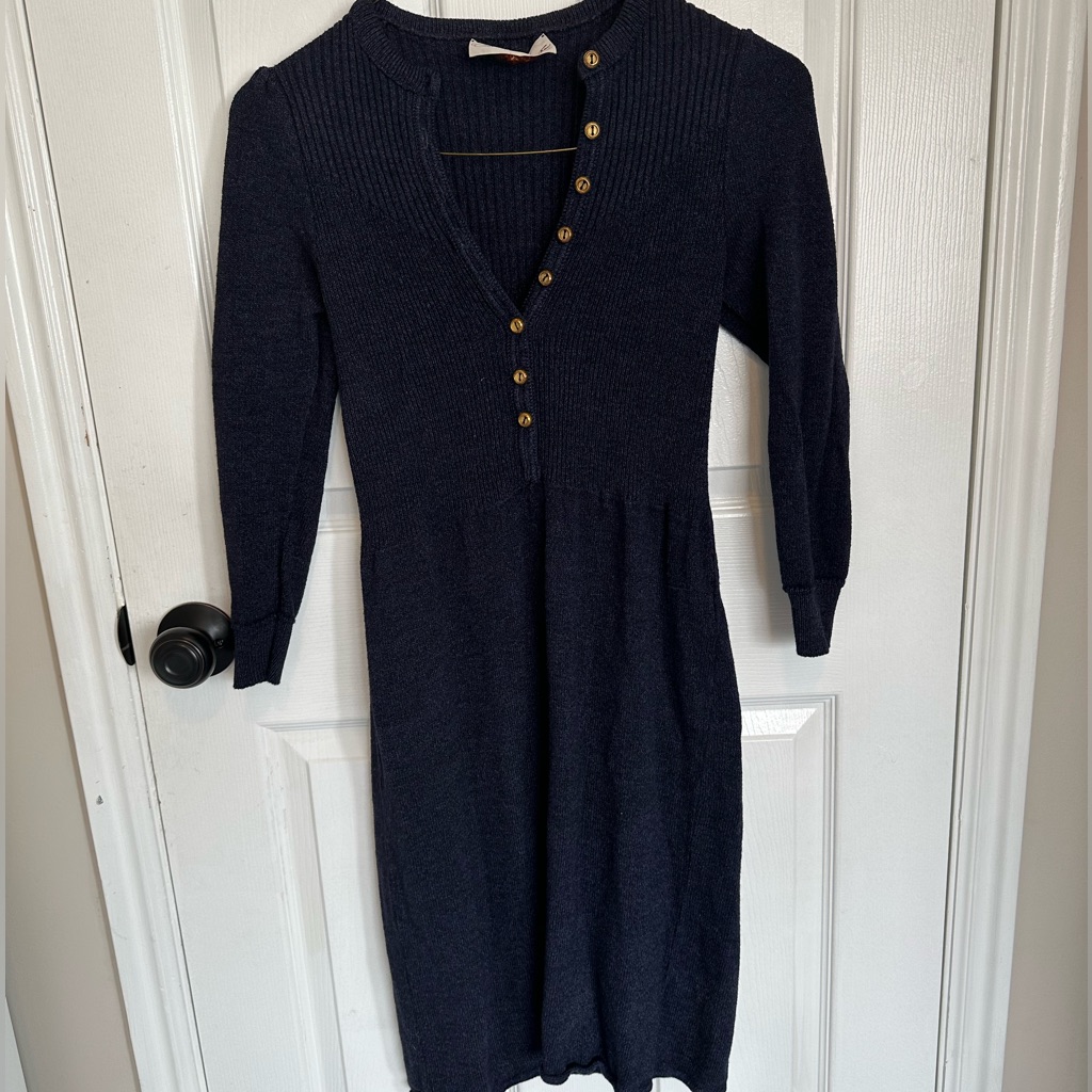 Oscar De La Renta Knit Dark Blue Dress Sz S